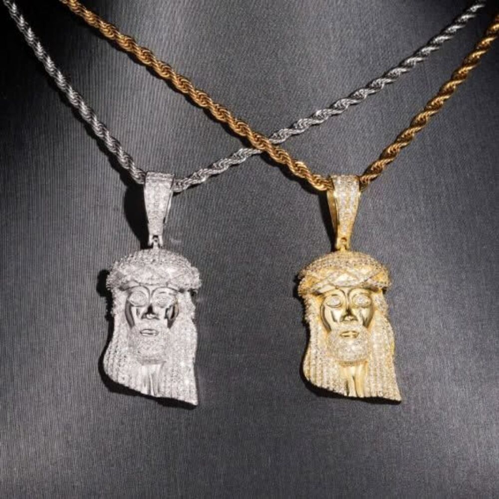 Sets VVS1 D Color Moissanite Jesus Pendant GRA 925 Sterling